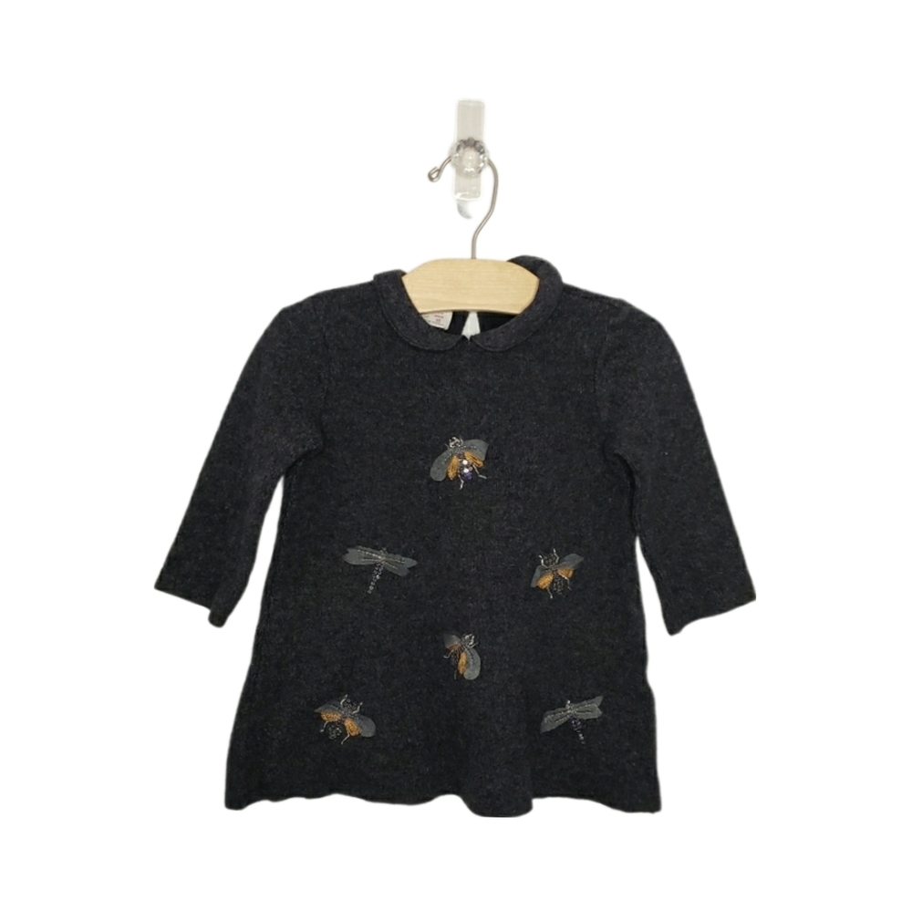 Zara Black Dress with Insect Embroidery